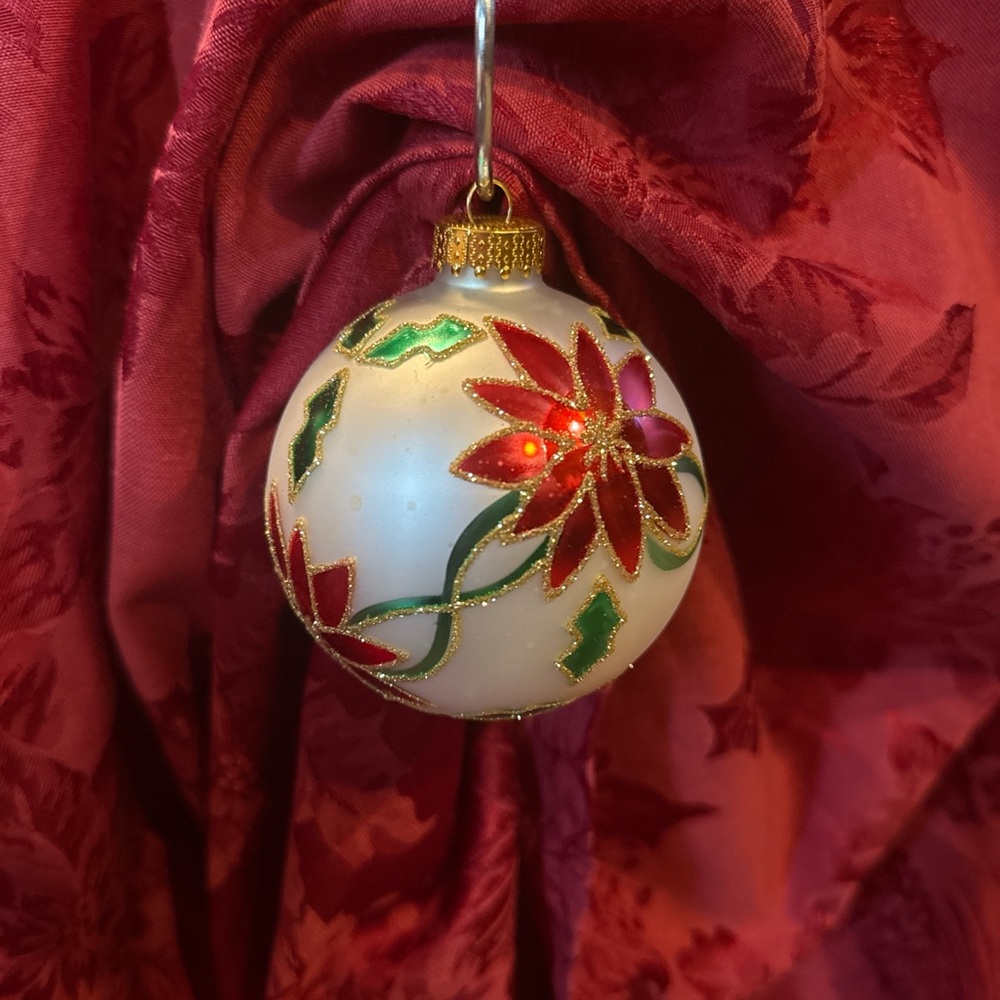 Poinsettia Hand Crafted Glass Ornament